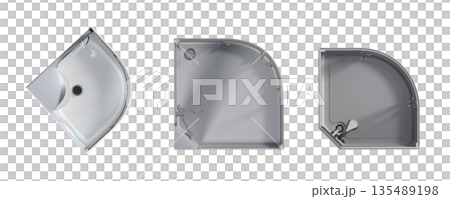 shower cabin isolated on transparent background, 3D illustration, cg render 135489198