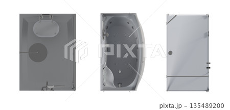 shower cabin isolated on transparent background, 3D illustration, cg render shower cabin isolated on transparent background, 3D illustration, cg render 135489200