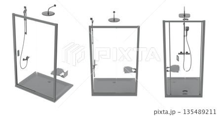 shower cabin isolated on transparent background, 3D illustration, cg render shower cabin isolated on transparent background, 3D illustration, cg render 135489211