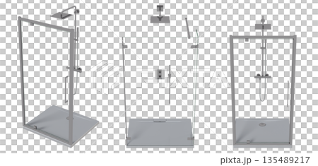 shower cabin isolated on transparent background, 3D illustration, cg render shower cabin isolated on transparent background, 3D illustration, cg render 135489217
