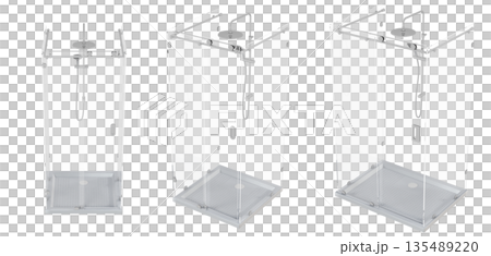 shower cabin isolated on transparent background, 3D illustration, cg render shower cabin isolated on transparent background, 3D illustration, cg render 135489220
