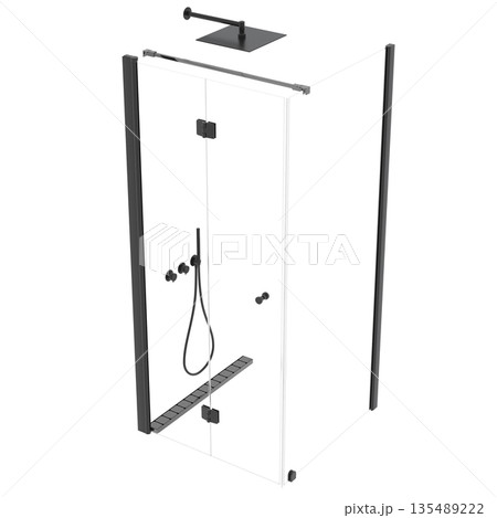 shower cabin isolated on transparent background, 3D illustration, cg render 135489222