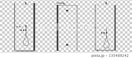 shower cabin isolated on transparent background, 3D illustration, cg render 135489242