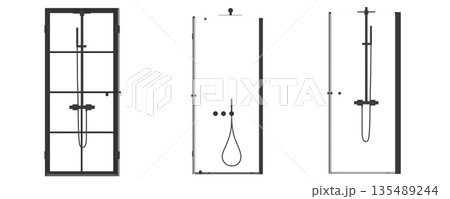 shower cabin isolated on transparent background, 3D illustration, cg render 135489244