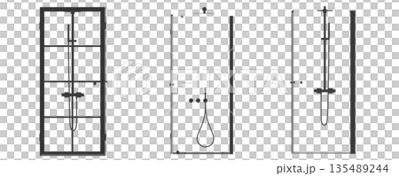 shower cabin isolated on transparent background, 3D illustration, cg render 135489244