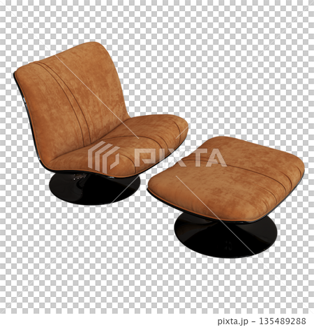 armchair isolate on a transparent background, comfortable furniture for home interior, 3D illustration, cg render armchair isolate on a transparent background, comfortable furniture for home interior, 3D illustration, cg render 135489288