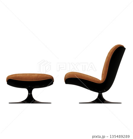 armchair isolate on a transparent background, comfortable furniture for home interior, 3D illustration, cg render 135489289