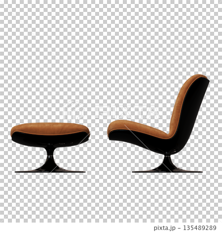 armchair isolate on a transparent background, comfortable furniture for home interior, 3D illustration, cg render 135489289
