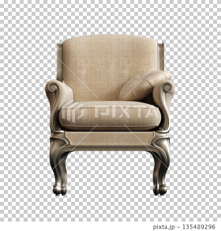 armchair isolate on a transparent background, comfortable furniture for home interior, 3D illustration, cg render 135489296