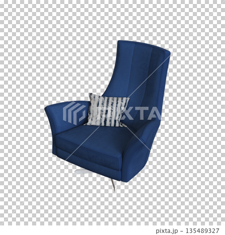 armchair isolate on a transparent background, comfortable furniture for home interior, 3D illustration, cg render armchair isolate on a transparent background, comfortable furniture for home interior, 3D illustration, cg render 135489327