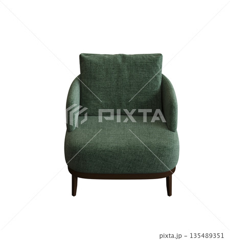 armchair isolate on a transparent background, comfortable furniture for home interior, 3D illustration, cg render armchair isolate on a transparent background, comfortable furniture for home interior, 3D illustration, cg render 135489351