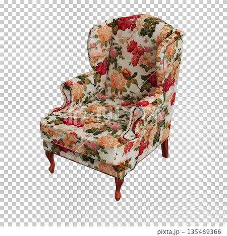 armchair isolate on a transparent background, comfortable furniture for home interior, 3D illustration, cg render armchair isolate on a transparent background, comfortable furniture for home interior, 3D illustration, cg render 135489366