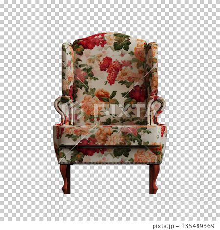 armchair isolate on a transparent background, comfortable furniture for home interior, 3D illustration, cg render 135489369