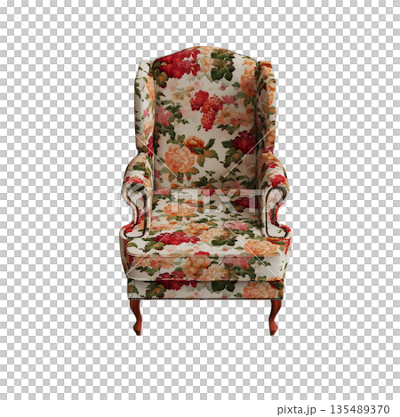 armchair isolate on a transparent background, comfortable furniture for home interior, 3D illustration, cg render 135489370