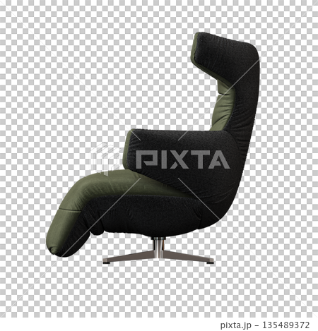 armchair isolate on a transparent background, comfortable furniture for home interior, 3D illustration, cg render 135489372