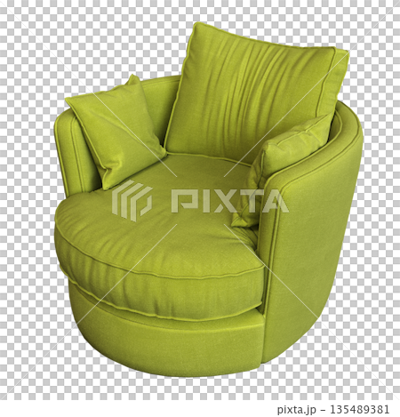 armchair isolate on a transparent background, comfortable furniture for home interior, 3D illustration, cg render 135489381