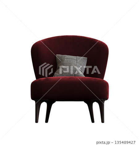 armchair isolate on a transparent background, comfortable furniture for home interior, 3D illustration, cg render 135489427