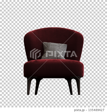 armchair isolate on a transparent background, comfortable furniture for home interior, 3D illustration, cg render 135489427