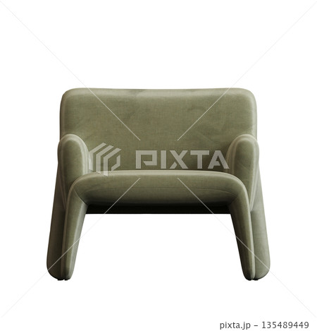 armchair isolate on a transparent background, comfortable furniture for home interior, 3D illustration, cg render 135489449