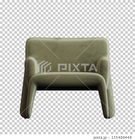 armchair isolate on a transparent background, comfortable furniture for home interior, 3D illustration, cg render 135489449
