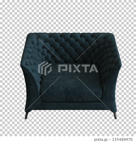 armchair isolate on a transparent background, comfortable furniture for home interior, 3D illustration, cg render 135489470