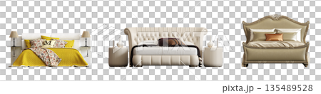 bed isolate on a transparent background, interior furniture, 3D illustration, cg render bed isolate on a transparent background, interior furniture, 3D illustration, cg render 135489528