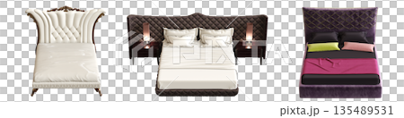 bed isolate on a transparent background, interior furniture, 3D illustration, cg render bed isolate on a transparent background, interior furniture, 3D illustration, cg render 135489531