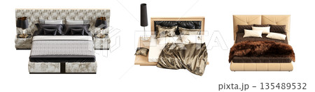 bed isolate on a transparent background, interior furniture, 3D illustration, cg render bed isolate on a transparent background, interior furniture, 3D illustration, cg render 135489532