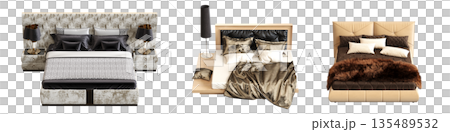 bed isolate on a transparent background, interior furniture, 3D illustration, cg render bed isolate on a transparent background, interior furniture, 3D illustration, cg render 135489532