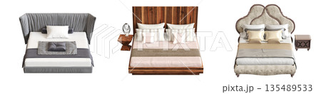 bed isolate on a transparent background, interior furniture, 3D illustration, cg render bed isolate on a transparent background, interior furniture, 3D illustration, cg render 135489533