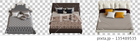 bed isolate on a transparent background, interior furniture, 3D illustration, cg render bed isolate on a transparent background, interior furniture, 3D illustration, cg render 135489535