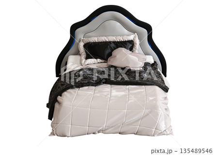 bed isolate on a transparent background, interior furniture, 3D illustration, cg render bed isolate on a transparent background, interior furniture, 3D illustration, cg render 135489546