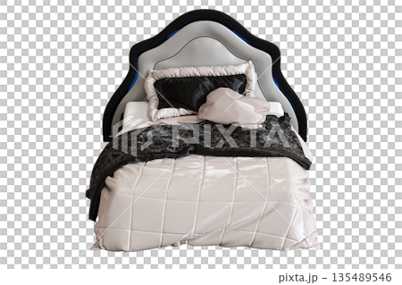 bed isolate on a transparent background, interior furniture, 3D illustration, cg render bed isolate on a transparent background, interior furniture, 3D illustration, cg render 135489546