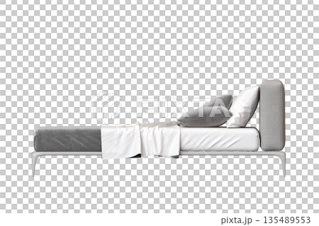 bed isolate on a transparent background, interior furniture, 3D illustration, cg render 135489553