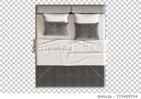 bed isolate on a transparent background, interior furniture, 3D illustration, cg render 135489554