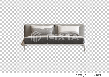 bed isolate on a transparent background, interior furniture, 3D illustration, cg render 135489555