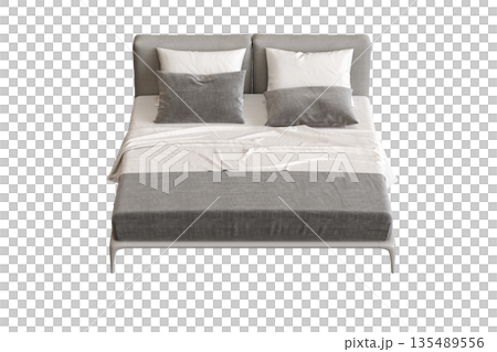 bed isolate on a transparent background, interior furniture, 3D illustration, cg render 135489556