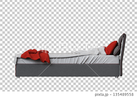 bed isolate on a transparent background, interior furniture, 3D illustration, cg render 135489558