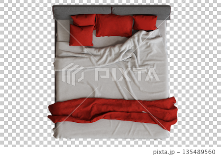 bed isolate on a transparent background, interior furniture, 3D illustration, cg render bed isolate on a transparent background, interior furniture, 3D illustration, cg render 135489560