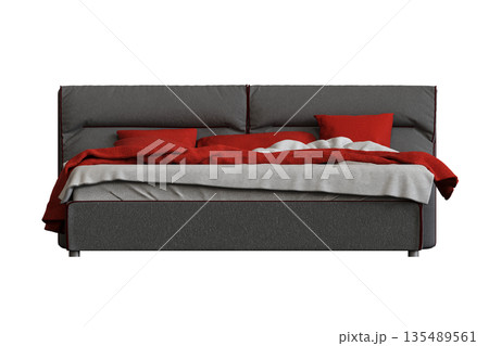 bed isolate on a transparent background, interior furniture, 3D illustration, cg render 135489561
