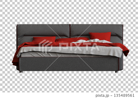 bed isolate on a transparent background, interior furniture, 3D illustration, cg render bed isolate on a transparent background, interior furniture, 3D illustration, cg render 135489561