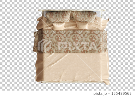 bed isolate on a transparent background, interior furniture, 3D illustration, cg render 135489565