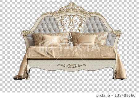 bed isolate on a transparent background, interior furniture, 3D illustration, cg render bed isolate on a transparent background, interior furniture, 3D illustration, cg render 135489566
