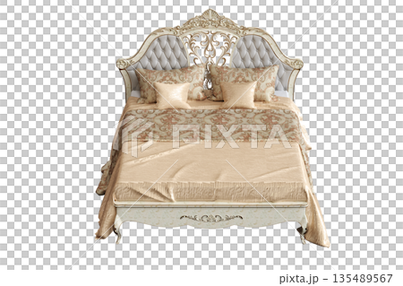 bed isolate on a transparent background, interior furniture, 3D illustration, cg render bed isolate on a transparent background, interior furniture, 3D illustration, cg render 135489567