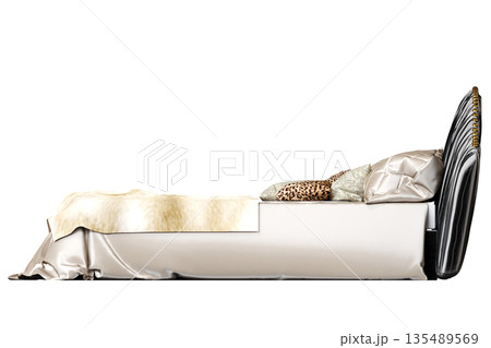 bed isolate on a transparent background, interior furniture, 3D illustration, cg render 135489569