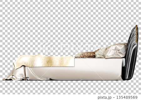 bed isolate on a transparent background, interior furniture, 3D illustration, cg render bed isolate on a transparent background, interior furniture, 3D illustration, cg render 135489569