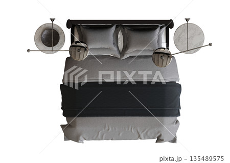 bed isolate on a transparent background, interior furniture, 3D illustration, cg render bed isolate on a transparent background, interior furniture, 3D illustration, cg render 135489575