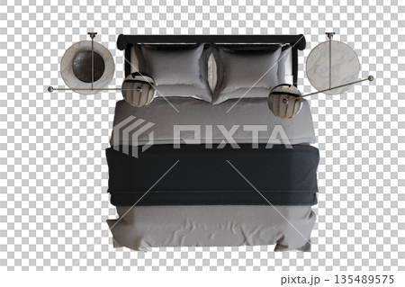 bed isolate on a transparent background, interior furniture, 3D illustration, cg render bed isolate on a transparent background, interior furniture, 3D illustration, cg render 135489575