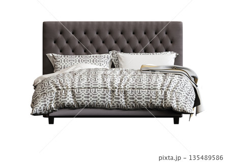 bed isolate on a transparent background, interior furniture, 3D illustration, cg render bed isolate on a transparent background, interior furniture, 3D illustration, cg render 135489586