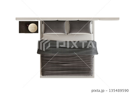 bed isolate on a transparent background, interior furniture, 3D illustration, cg render 135489590